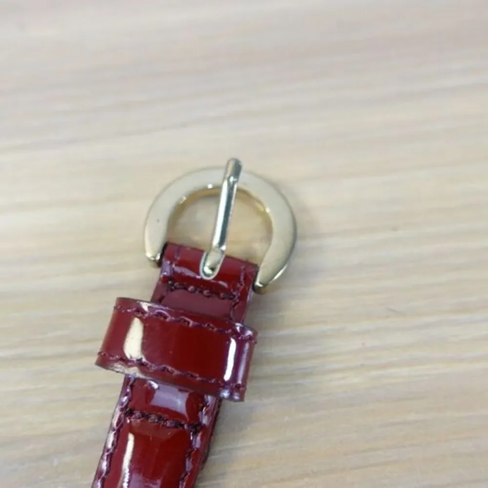 Burgundy Skinny Leather Belt Womens S Red Classic Old Money Japanese Luxury $188